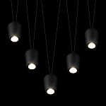 Подвесной светильник черными плафонами на длинных пересекающихся тросах Construction варинант исполнения - 4 | Loft Concept в Твери