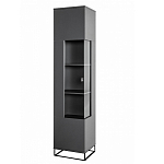 Шкаф-витрина цвета графит с полками и стеклянной дверью Strict Lines варинант исполнения - 1 | Loft Concept в Твери