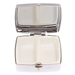 Таблетница карманная квадратная с 2-мя отделениями с зеркалом и накладкой из натуральных камней Малахит Хризоколла Silver Stone Pillboxes варинант исполнения - 3 | Loft Concept в Твери