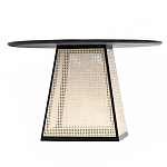 Обеденный стол с круглой чёрной столешницей и плетёным основанием Savanna Round Table варинант исполнения - 1 | Loft Concept в Твери