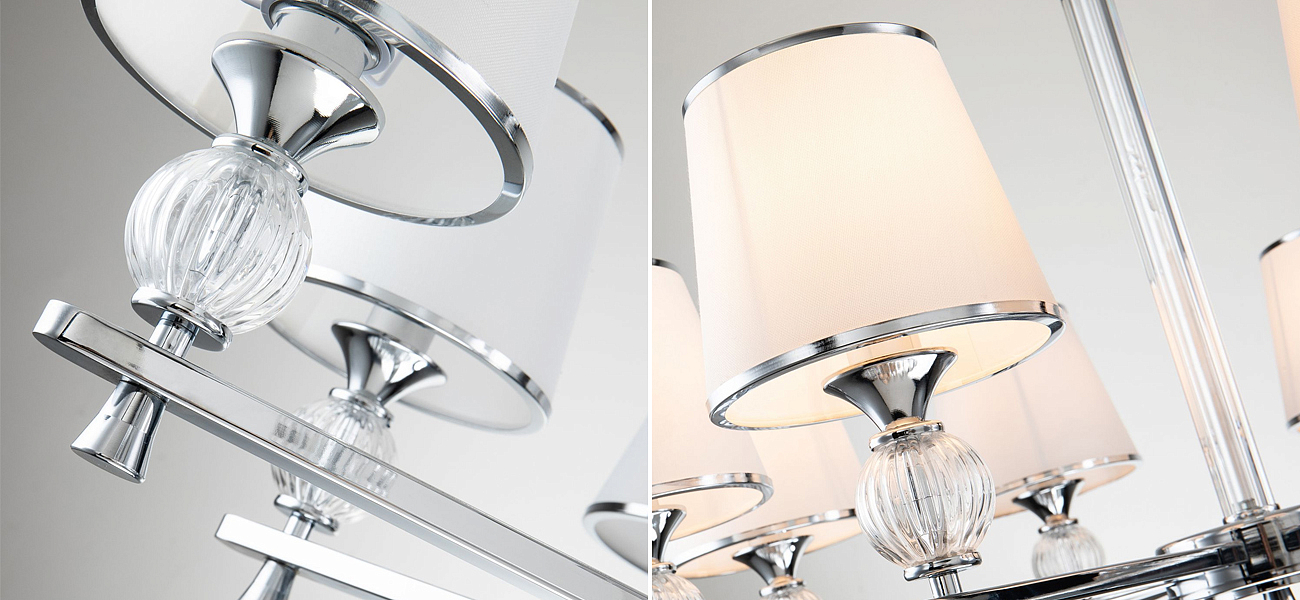 Люстра цвета хром с тканевыми плафонами LUMINAIRE Люстра цвета хром с тканевыми плафонами LUMINAIRE - Loft-Concept в Твери