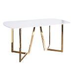 Стол обеденный белый с золотыми глянцевыми ножками Laconic White Table варинант исполнения - 1 | Loft Concept в Твери