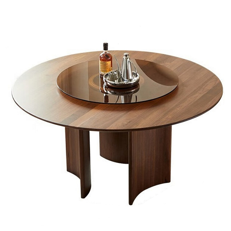 Стол обеденный круглый с двойной столешницей Walnut Wood Table Орех Стол обеденный круглый с двойной столешницей Walnut Wood Table Орех в Твери | Loft Concept
