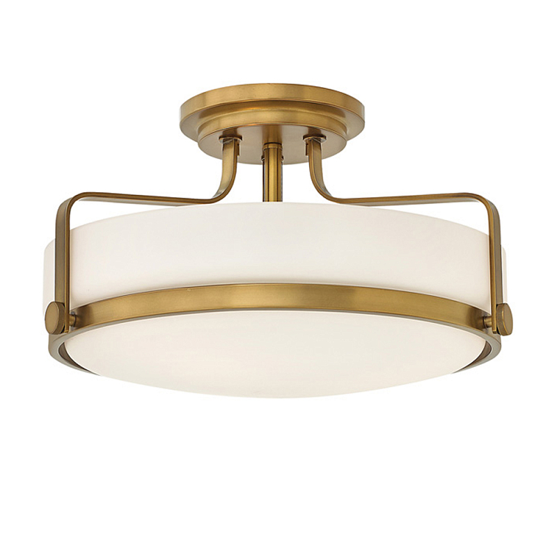 Потолочный светильник с круглым матовым белым плафоном Hinkley Латунь Белый Хром в Твери | Loft Concept 