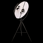 Торшер в виде прожектора с круглым тканевым абажуром на треноге черного цвета Radiance Éclat варинант исполнения - 3 | Loft Concept в Твери