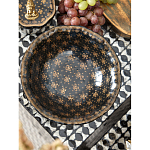 Блюдо черного цвета из фрафора на бронзовых ножках Eden Garden porcelain and bronze варинант исполнения - 4 | Loft Concept в Твери