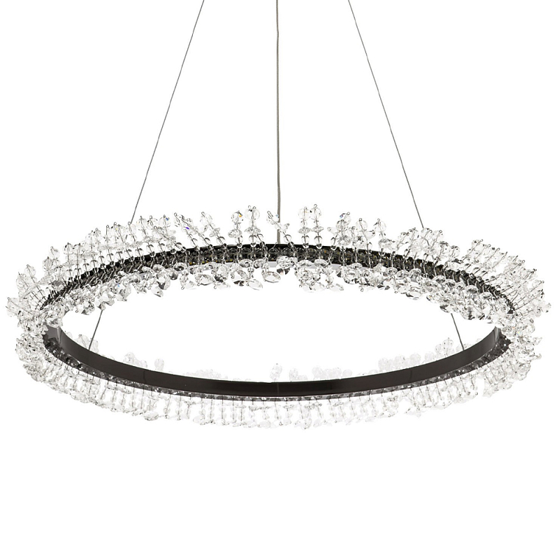 Кольцевая люстра с хрустальным декором Rowan Crystal Ring Horizontal Black Chandelier Прозрачный Черный Кольцевая люстра с хрустальным декором Rowan Crystal Ring Horizontal Black Chandelier Прозрачный Черный в Твери | Loft Concept