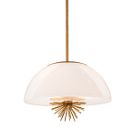 Подвесной светильник золотого цвета с полусферическим опаловым плафоном и декоративным элементом Elstead Lighting варинант исполнения - 1 | Loft Concept в Твери