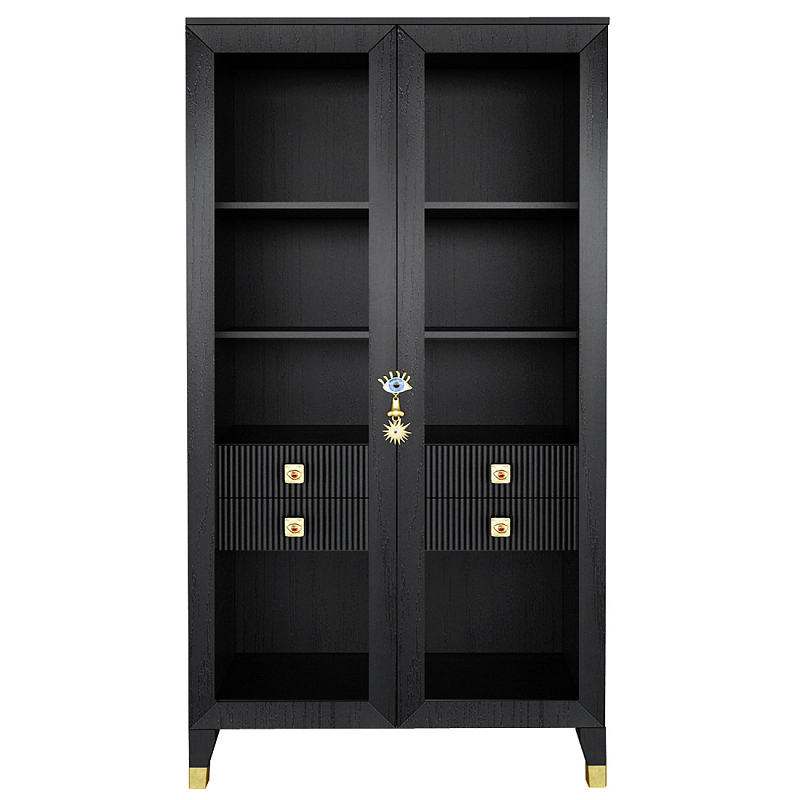 Дизайнерский шкаф витрина Elsa Dreams Black с 4-мя ящиками Черный Золотой в Твери | Loft Concept 