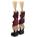 Комплект из 2-х деревянных статуэток Asmat Straw Headdress Statuettes Red Turquoise варинант исполнения - 2 | Loft Concept в Твери