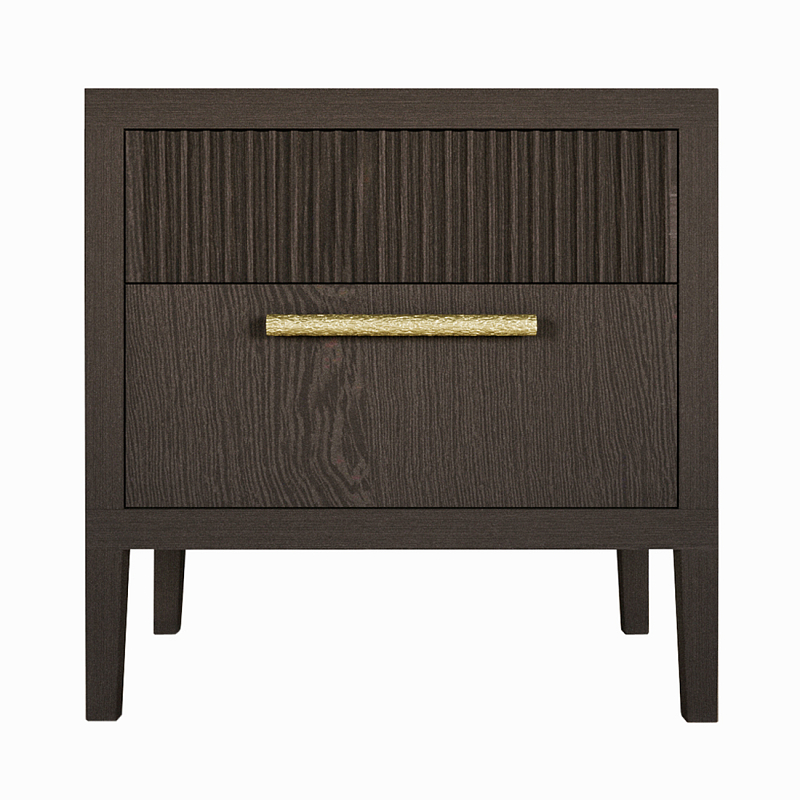 Прикроватная Тумбочка Primo с двумя ящиками Темный орех Орех Золотой в Твери | Loft Concept 