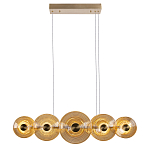 Люстра подвесная светодиодная со стеклянными плафонами янтарного цвета в форме дисков Savio Glass Disc варинант исполнения - 2 | Loft Concept в Твери