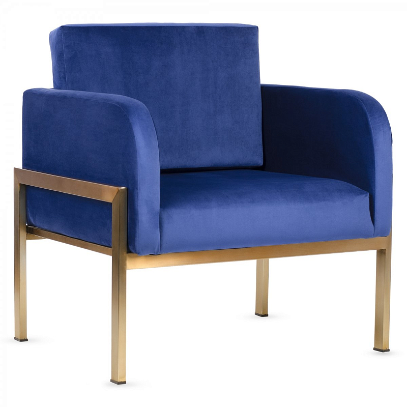 Кресло Velvet Ardmore Chair blue Синий Латунь Кресло Velvet Ardmore Chair blue Синий Латунь в Твери | Loft Concept