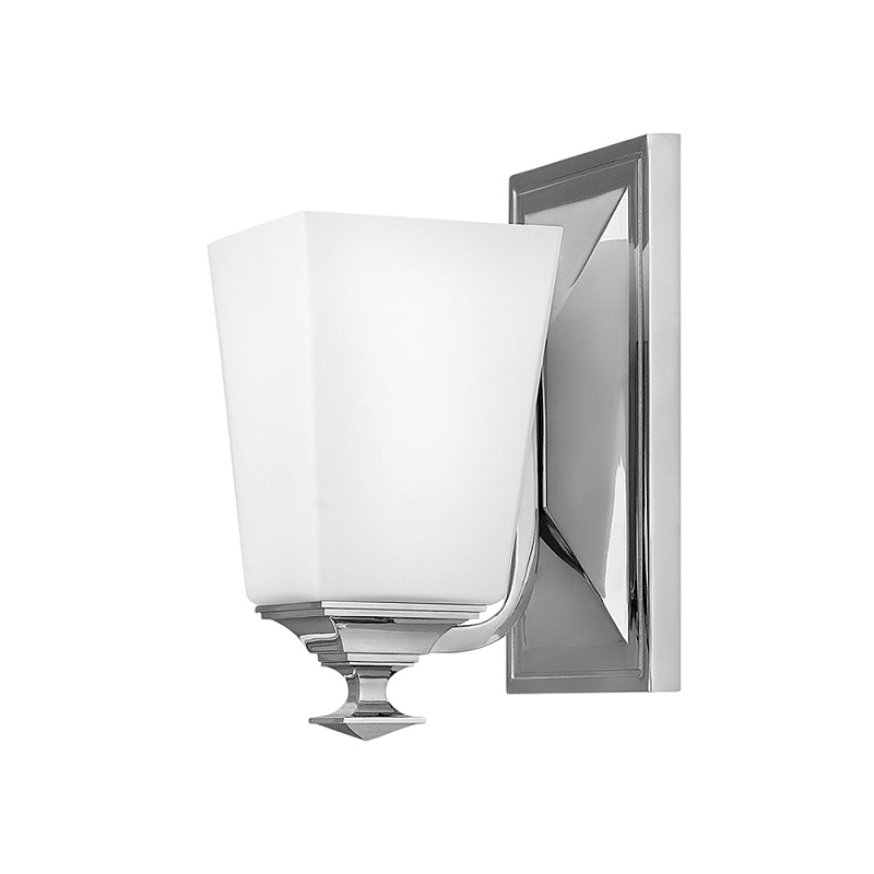 Бра с белым матовым плафоном на прямоугольном основании цвета хром Hinkley Хром Белый в Твери | Loft Concept 