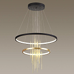 Люстра подвесная с 2-мя круглыми подвесами в черном и золотистом цвете и вертикальными подвесками Ring Horizontal варинант исполнения - 4 | Loft Concept в Твери