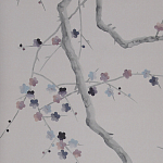 Обои ручная роспись Plum Blossom Special Colourway on Lilac Hint dyed silk варинант исполнения - 2 | Loft Concept в Твери