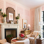 Обои ручная роспись Jharokha Arches Original colourway on pink painted Xuan paper варинант исполнения - 3 | Loft Concept в Твери