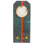 Часы погон ВС подарочные настольные из натурального камня Змеевик Military Clock варинант исполнения - 16 | Loft Concept в Твери