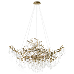 Подвесная люстра в виде ветвей деревьев золотого цвета с прозрачными подвесками-каплями 10 и 14 ламп Droplet Chandelier варинант исполнения - 1 | Loft Concept в Твери