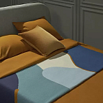 Плед из хлопка синего цвета с абстрактным принтом Elysian Flow Ocean варинант исполнения - 5 | Loft Concept в Твери