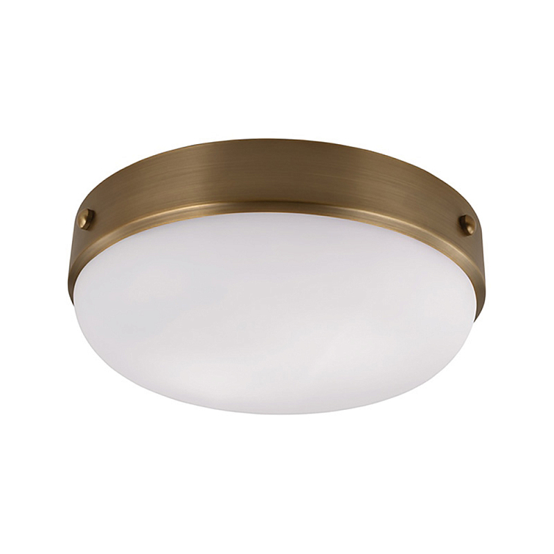 Потолочный светильник круглой формы с белым выпуклым матовым плафоном Feiss Белый Черный Латунь в Твери | Loft Concept 