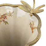 Ваза голубого цвета из фарфора с цветочным рисунком и бронзовой стрекозой Blue Garden варинант исполнения - 1 | Loft Concept в Твери