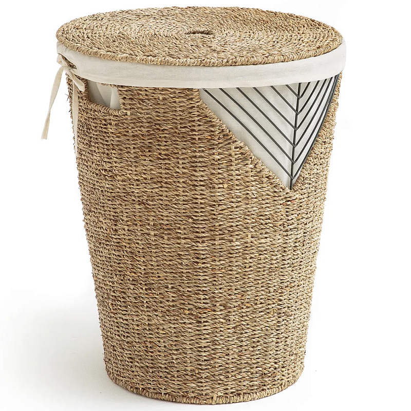 Плетеная корзина для белья Juste Wicker Basket Бежевый Черный Плетеная корзина для белья Juste Wicker Basket Бежевый Черный в Твери | Loft Concept