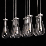 Люстра с 9-ю прозрачными плафонами из стекла в форме капли на прямоугольном потолочном основании цвета хром Lucid Rain  варинант исполнения - 9 | Loft Concept в Твери