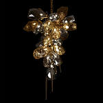 Люстра подвесная вытянутой формы с плафонами из стекла и металла с двумя вертикальными подвесками Gilded Mirage  варинант исполнения - 4 | Loft Concept в Твери