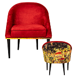 Кресло из натурального бука красное с цветным принтом Impressionism in Art варинант исполнения - 2 | Loft Concept в Твери