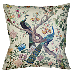 Подушка декоративная с изображением павлинов в саду Beige Chinoiserie Garden Two Peacocks Cushion варинант исполнения - 1 | Loft Concept в Твери