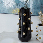 Ваза черная цилиндрическая с глянцевым покрытием и золотыми декоративными элементами Molecule Collection варинант исполнения - 3 | Loft Concept в Твери