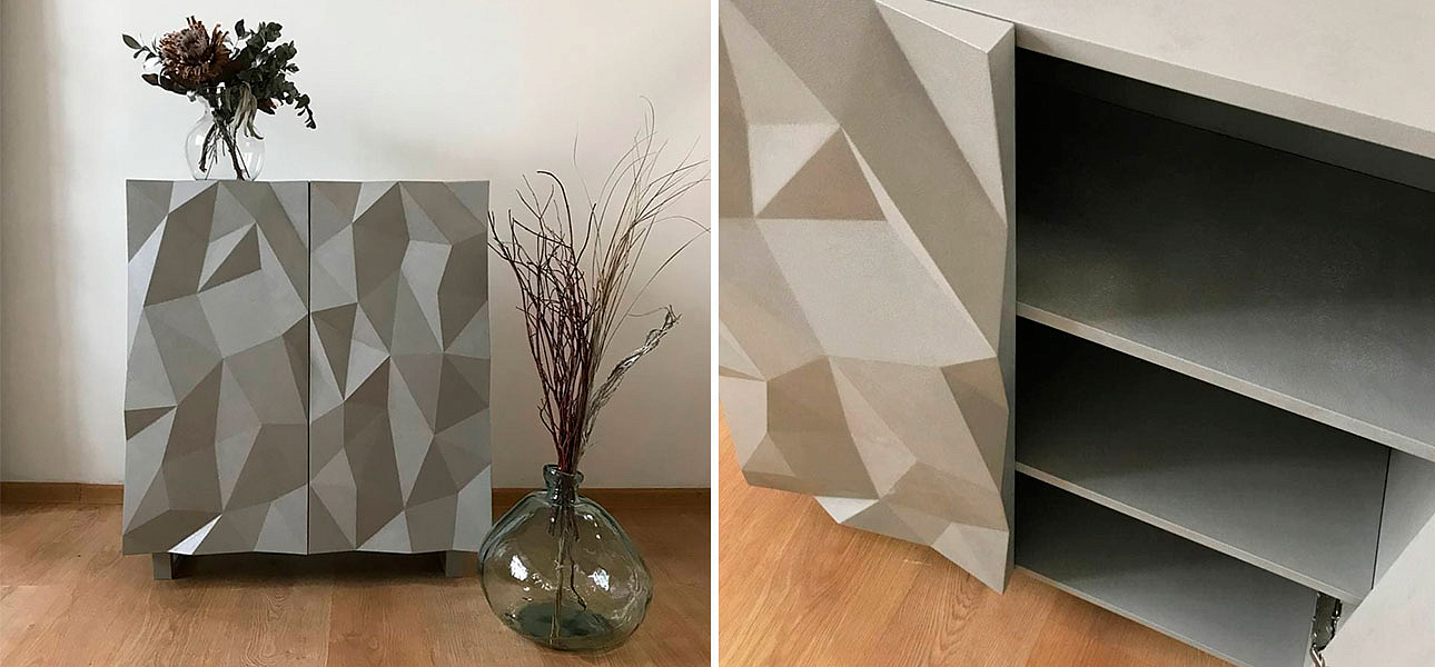 Комод с большими угловыми фигурами с одной секцией, 2 полки Geometric Greece Комод с большими угловыми фигурами с одной секцией, 2 полки Geometric Greece - Loft-Concept в Твери
