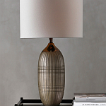 Настольная лампа керамическая с тканевым цилиндрическим абажуром Bullet варинант исполнения - 3 | Loft Concept в Твери