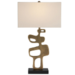 Настольная лампа с фигурным каркасом и прямоугольным тканевым абажуром Brutalist Profile варинант исполнения - 3 | Loft Concept в Твери