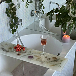 Поднос для ванны из эпоксидной смолы с цветами белая Epoxy Resin Flowers Bath Tray White варинант исполнения - 2 | Loft Concept в Твери
