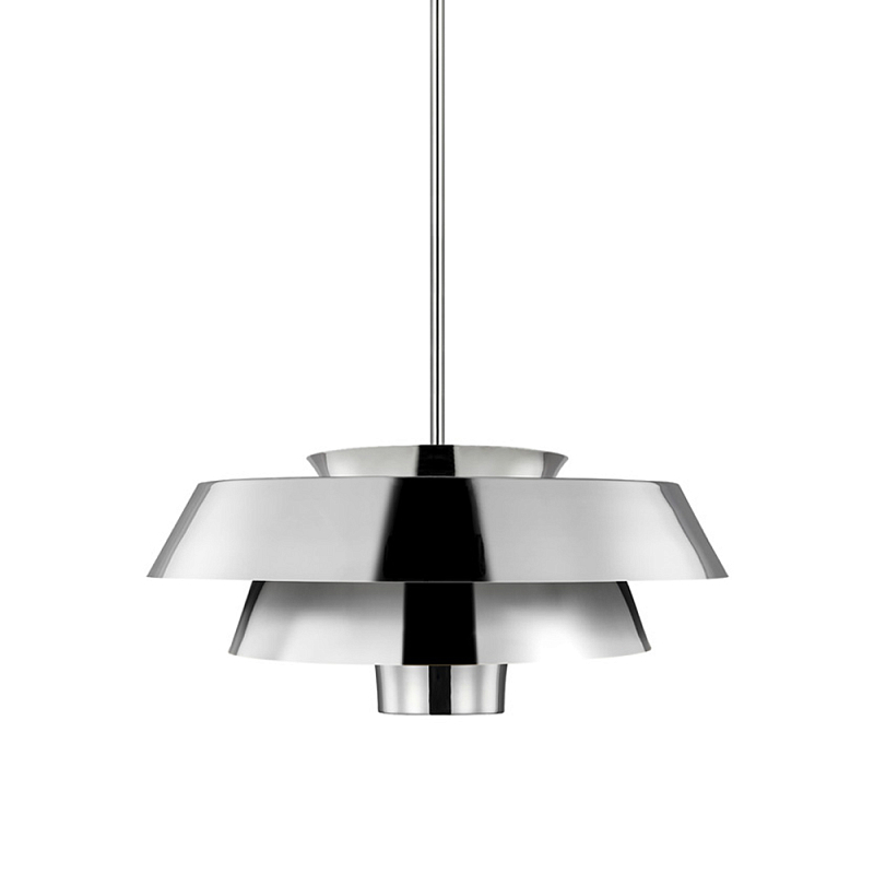 Подвесной светильник с широким многоярусным металлическим плафоном цвета никель в современном стиле Feiss Никель в Твери | Loft Concept 