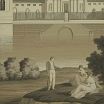 Обои ручная роспись Monuments of Paris Terre Foncée on scenic paper варинант исполнения - 1 | Loft Concept в Твери