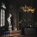 Люстра подвесная с 18-ю стеклянными плафонами с вертикальными подвесками Gilded Mirage  варинант исполнения - 9 | Loft Concept в Твери