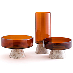 Высокая чаша из янтарного стекла Amber Marble Vase варинант исполнения - 3 | Loft Concept в Твери