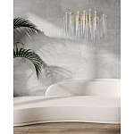 Люстра золотого цвета с декоративными ветками и длинными прозрачными стеклянными подвесами в форме сосулек Droplet Chandelier варинант исполнения - 12 | Loft Concept в Твери