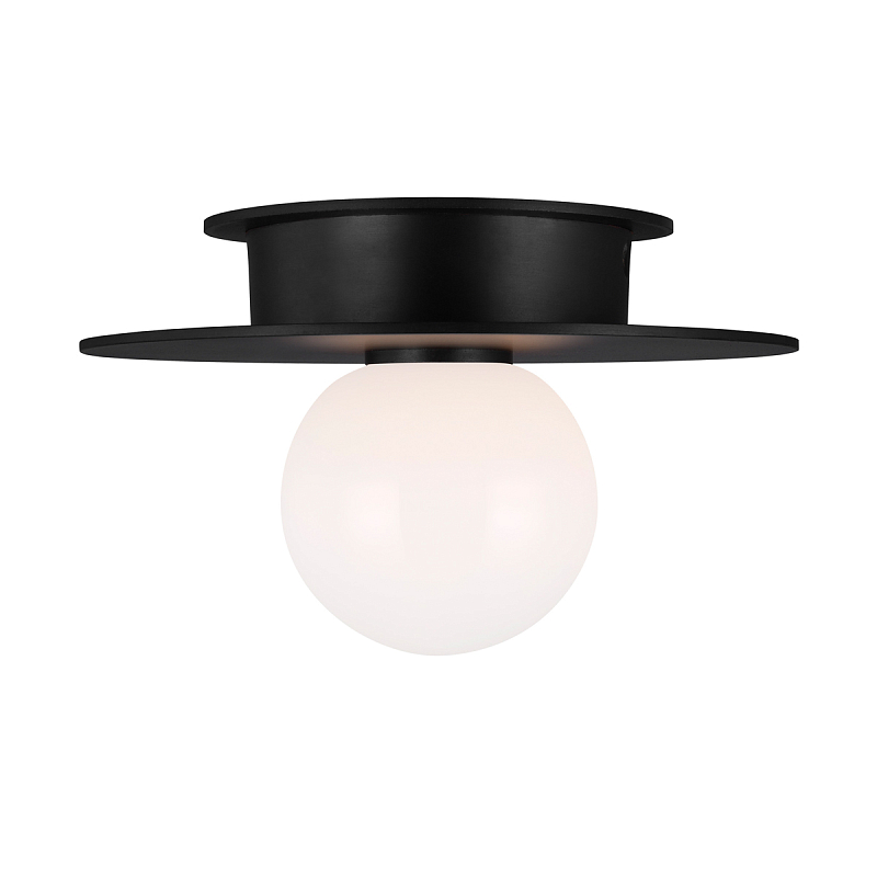 Потолочный светильник с шарообразным плафоном из белого матового стекла Generation Lighting Черный Белый в Твери | Loft Concept 