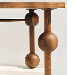 Обеденный стол деревянный с круглыми декоративными элементами на ножках Koko варинант исполнения - 1 | Loft Concept в Твери