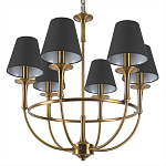 Люстра на металлическом основании бронзового цвета с 6-ю черными конусовидными абажурами Dignity варинант исполнения - 8 | Loft Concept в Твери