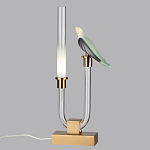 Настольная лампа с прозрачной трубкой и декоративной фигуркой птицы на бронзовой подставке Ganthea варинант исполнения - 3 | Loft Concept в Твери