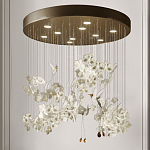 Люстра каскадная с белыми цветами и птицами Takeoff варинант исполнения - 2 | Loft Concept в Твери
