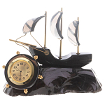 Часы настольные в виде парусника из натурального камня Обсидиан Sailboat Stone Clock варинант исполнения - 4 | Loft Concept в Твери