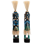 Комплект из 2-х деревянных статуэток Asmat Straw Headdress Statuettes Blue Tattoo варинант исполнения - 4 | Loft Concept в Твери