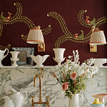 Обои с вышивкой ручной работы Fyodor Original colourway on Merlot linen варинант исполнения - 4 | Loft Concept в Твери