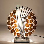 Настольная лампа из перламутра и дерева на подставке Indonesian Shell варинант исполнения - 4 | Loft Concept в Твери